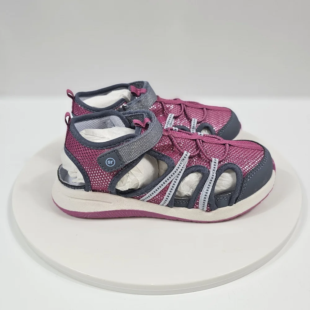 Munchkin by Stride Rite Coast Sandals Girls Sz 12M Pink Gray Adjustable Comfort - Picture 6 of 14